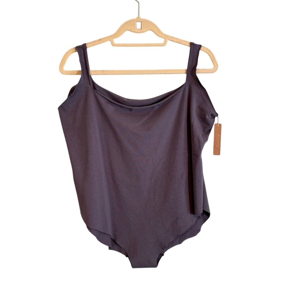 NWT‎  Skims Raw Edge Intimated Cami Bodysuit Scoop Neck Gray Womens Size 3X